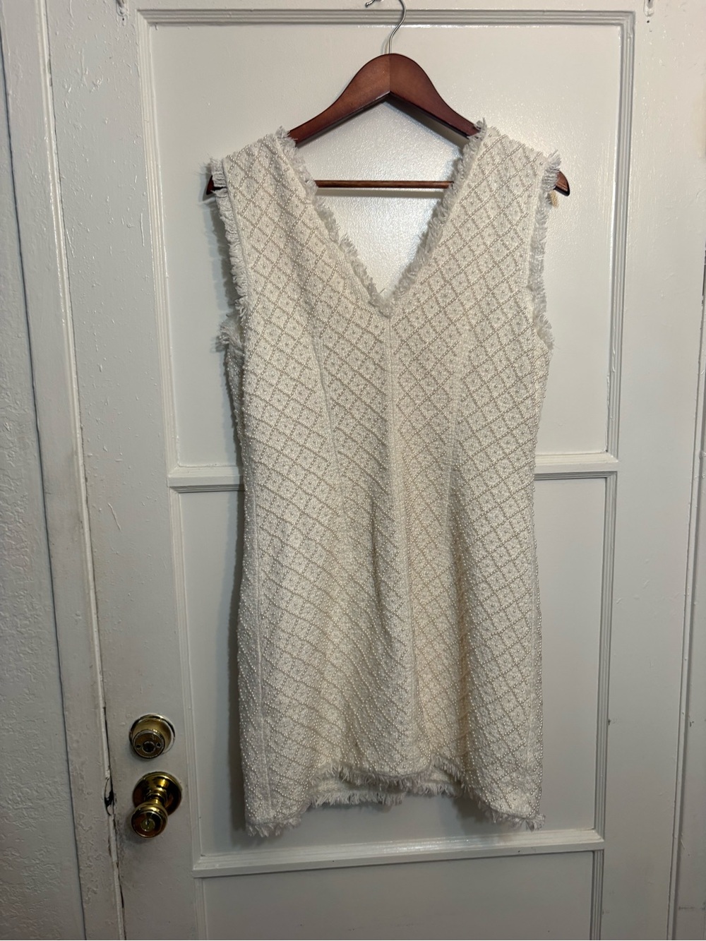 BHLDN Ella V-Neck Pearl Tweed Mini Dress - Picture 6 of 8